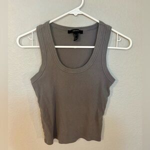 Forever 21 Charcoal Ribbed Cropped Tank Top Size Small
